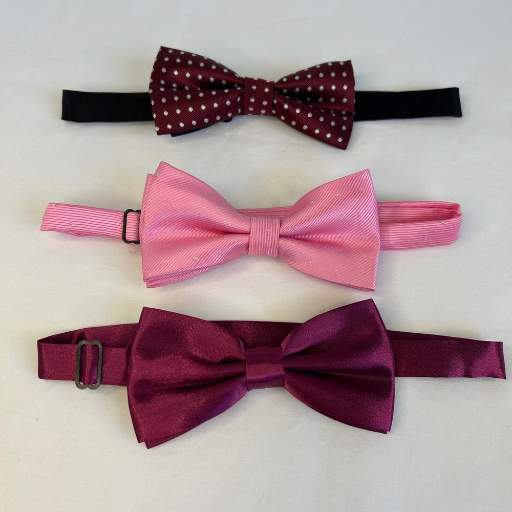 Mens Assorted Bow Tie Set Red Pink‎ Purple Adjustable Neckwear Accessories